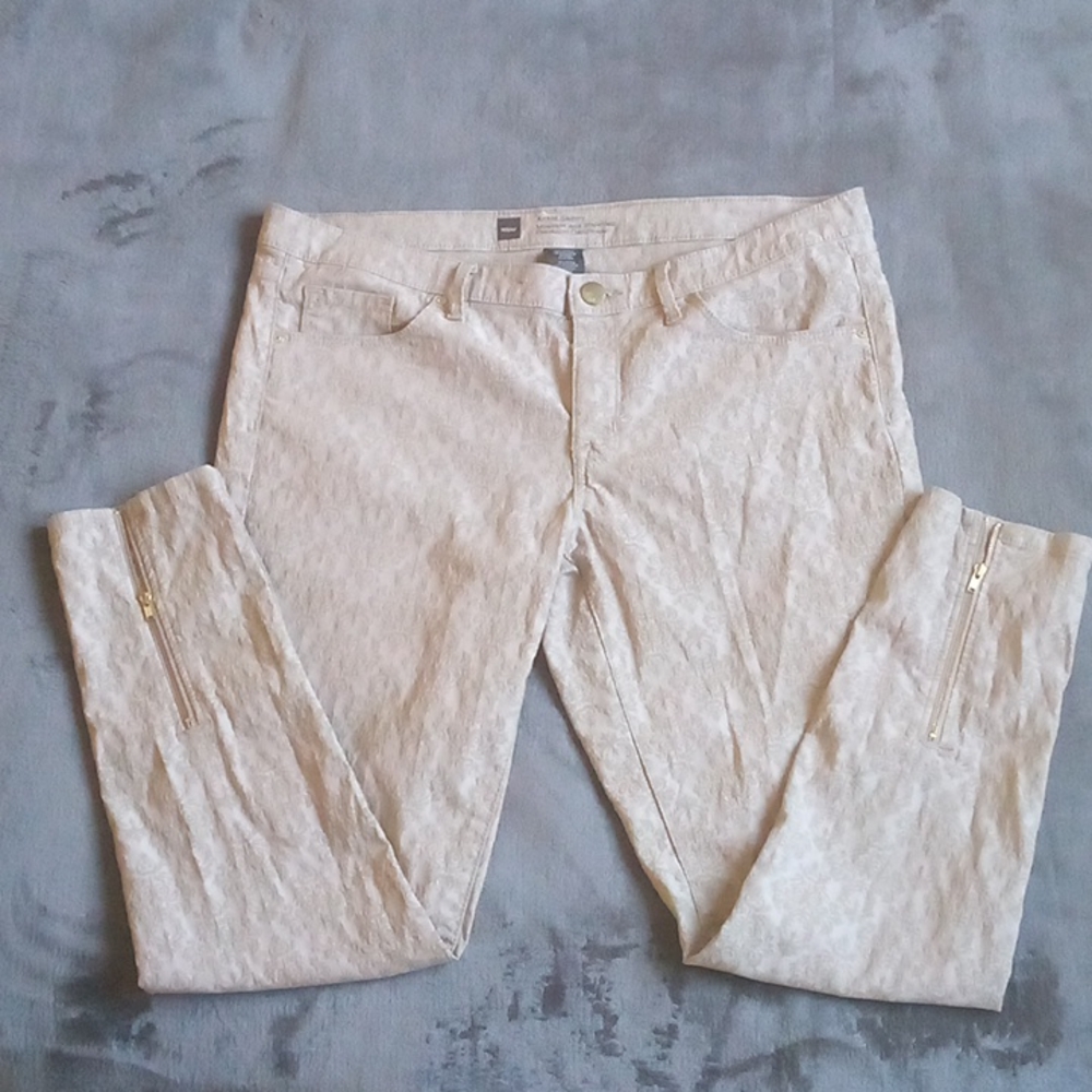 Mossimo Gold Baroque Embossed Skinny Pants/Jeans with Ankle Zippers